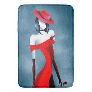 Romantic Gangster Lady with Rose Bath Mat