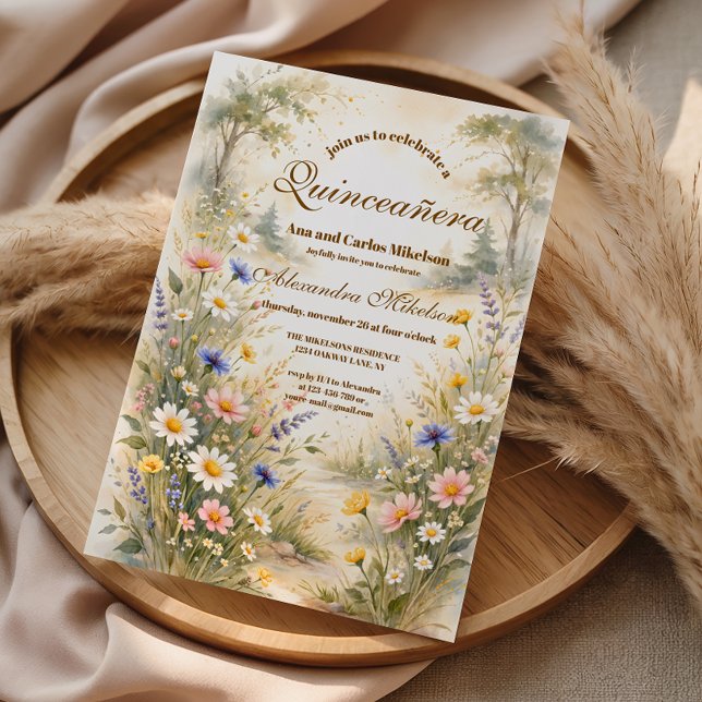 Romantic Garden Bloom Quinceañera Invitation (Creator Uploaded)