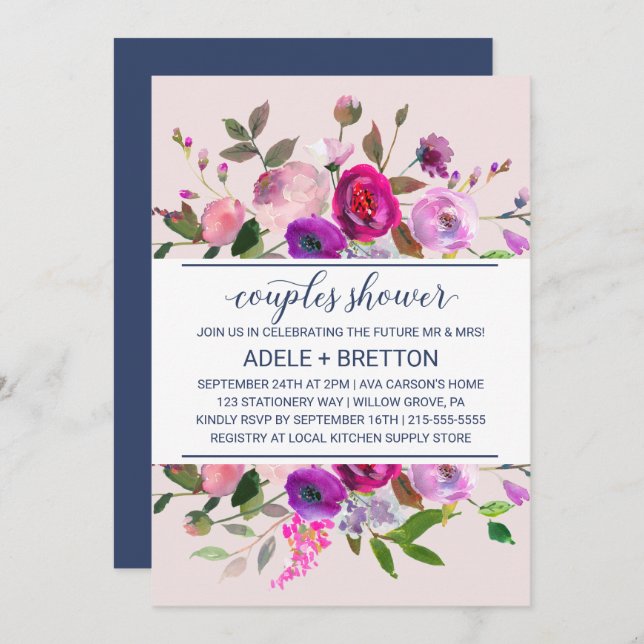 Romantic Garden Couples Shower Invitation (Front/Back)