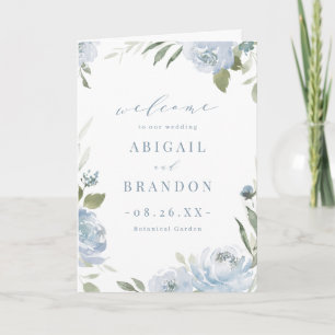 Romantic garden dusty blue floral wedding Program
