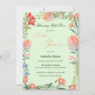 Romantic Garden Floral Bridal Shower Invitation