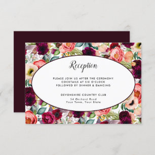 Romantic Garden Floral Reception Details Info Invitation