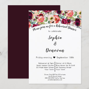 Romantic Garden Floral Rehearsal Dinner Invitation