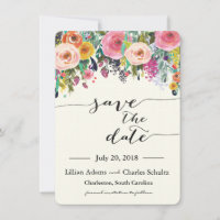 Romantic Garden Floral Save the Date Card