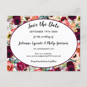 Romantic Garden Floral Wedding Save the Date Announcement Postcard