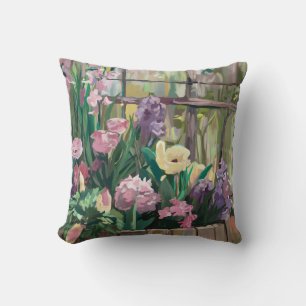Romantic Garden Flowers - Spring Botanical Art Throw Pillow