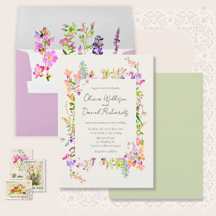 Romantic Garden Green Floral Wedding Invitation