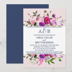 Romantic Garden Monogram Wedding Invitation