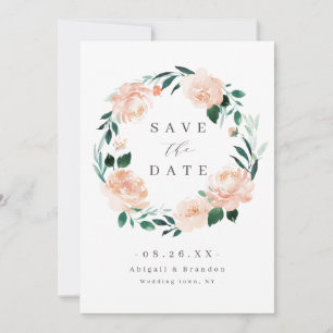 Romantic garden peach floral wedding save the date