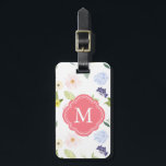 Romantic Garden Pink Watercolor Flowers Monogram Luggage Tag<br><div class="desc">Romantic Garden Watercolor Flowers Monogram</div>
