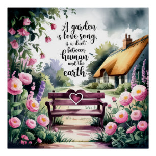 Romantic Garden Quote Watercolor Poster