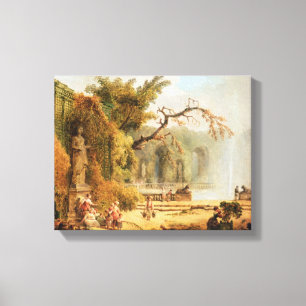 Romantic garden scene canvas print