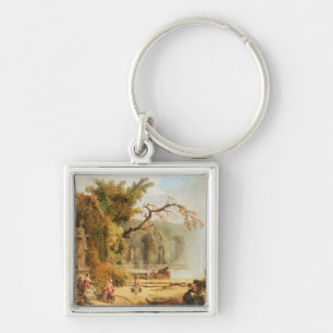 Romantic garden scene keychain