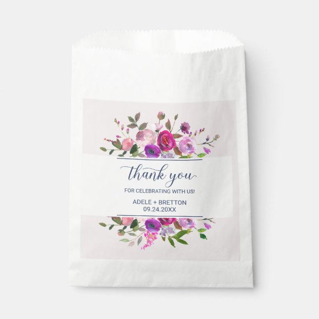 Romantic Garden Thank You Wedding Favour Bag (Front)