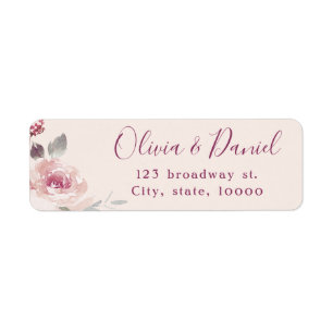 Romantic garden watercolor floral return address