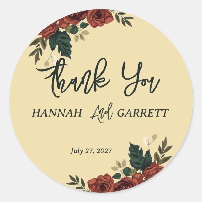Romantic Garden Wedding  Classic Round Sticker (Front)