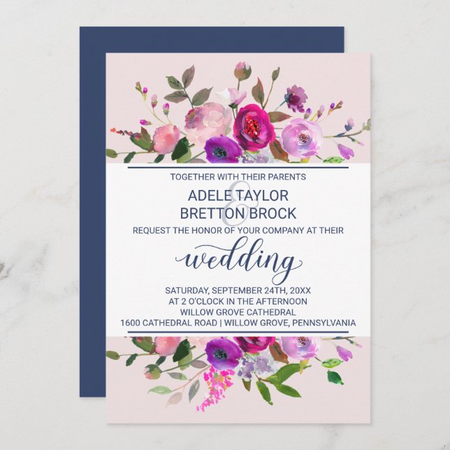 Romantic Garden Wedding Invitation (Front/Back)