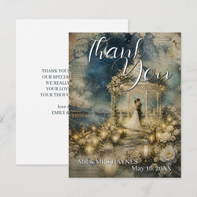 Romantic Garden Wedding Thank You Cards (Front/Back)