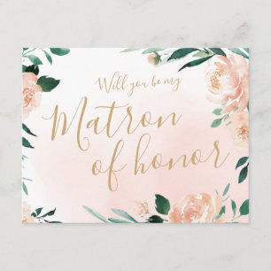 Romantic garden Will you be my matron of honour Invitation