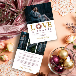 Romantic Garland Love Quote Collage Wedding Holiday Card