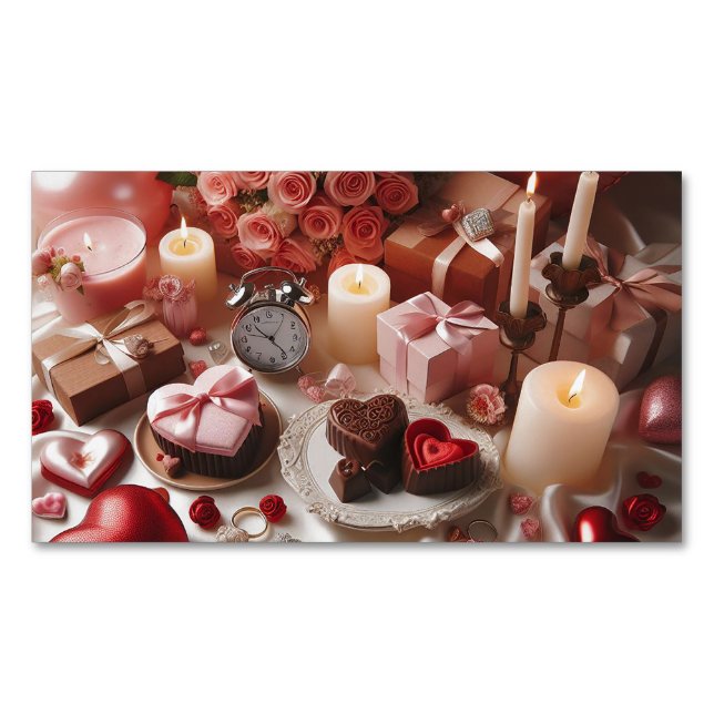 Romantic Gift Theme Magnet | Elegant Business Card (Front)