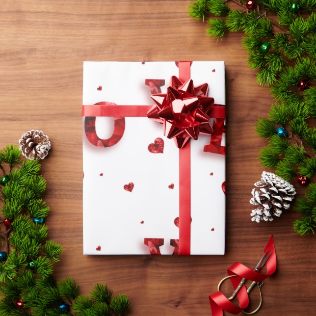 Romantic Gift Wrap – “LOVE” Typography  (Holiday Gift)