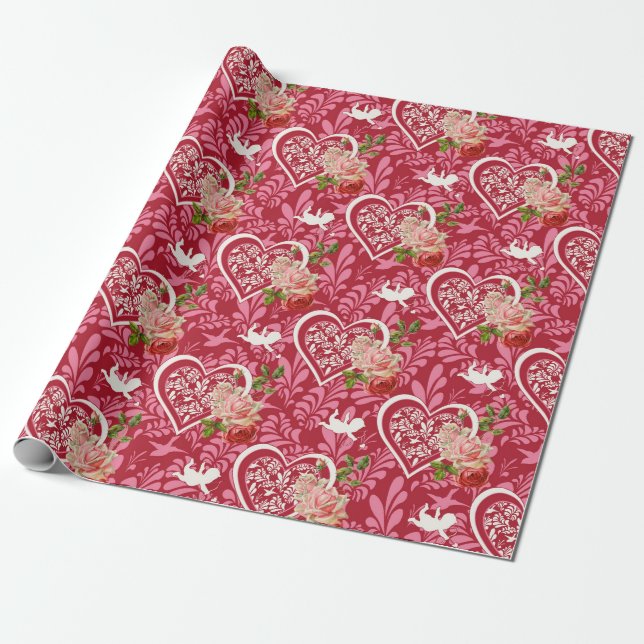 Romantic Gift Wrapping Paper for Valentine's | 3 (Unrolled)