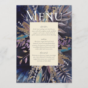 Romantic gilded double sided menu invitation