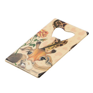 Romantic Giraffe - Funny - Add Your Text / Name Credit Card Bottle Opener