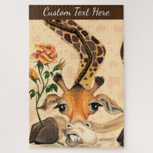 Romantic Giraffe Funny Jigsaw Puzzle Custom Text