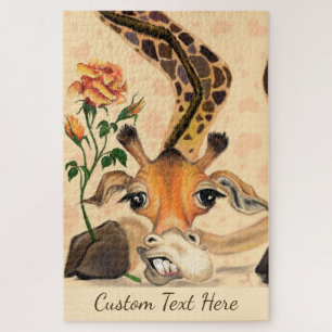 Romantic Giraffe Funny Puzzle Gift Custom Text