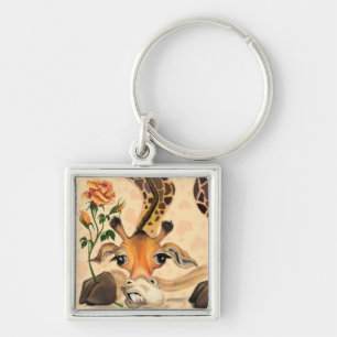 Romantic Giraffe - Gentleman - Add Your Text /Name Keychain