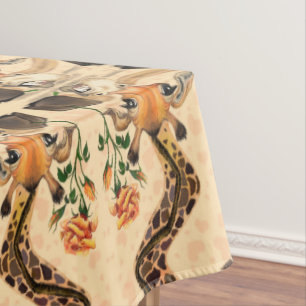 Romantic Giraffe - Gentleman - Add Your Text /Name Tablecloth