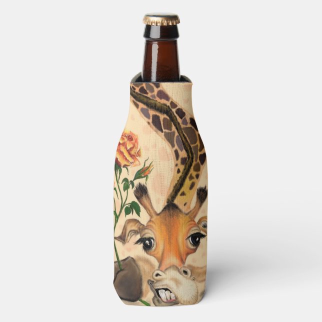 Romantic Giraffe - Gentleman - Funny Bottle Cooler (Bottle Front)