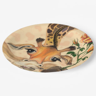 Romantic Giraffe - Gentleman - Funny Paper Plate