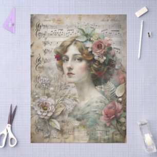 Romantic Girly Victorian Vintage Ephemera Florals  Tissue Paper