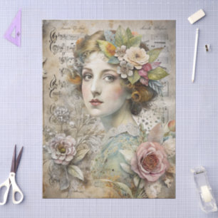 Romantic Girly Victorian Vintage Ephemera Florals  Tissue Paper