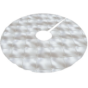 Romantic Glam White Faux Leather Brushed Polyester Tree Skirt