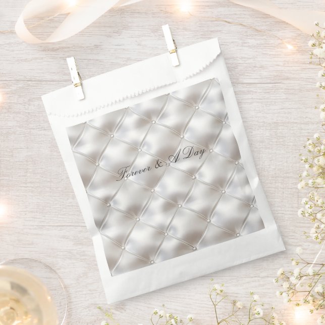Romantic Glam White Faux Leather  Favour Bag (Clipped)
