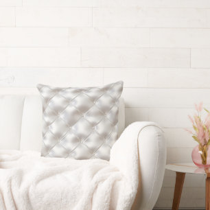 Romantic Glam White Faux Leather Throw Pillow