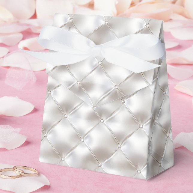 Romantic Glam White Faux Leather Wedding  Favor Box (Wedding)
