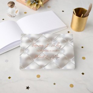 Romantic Glam White Faux Leather Wedding Guest Book