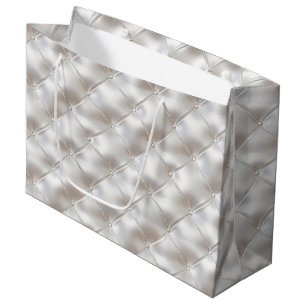 Romantic Glam White Faux Leather Wedding Large Gift Bag