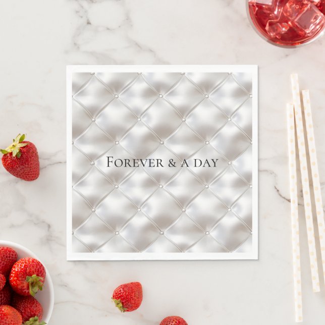 Romantic Glam White Faux Leather Wedding Napkin (Insitu)
