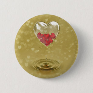 Romantic Glass Heart Design 2 Inch Round Button