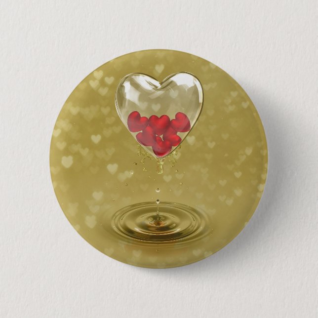 Romantic Glass Heart Design 2 Inch Round Button (Front)