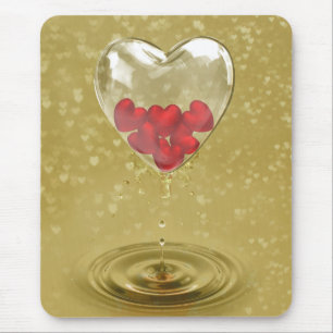 Romantic Glass Heart Design Mouse Pad