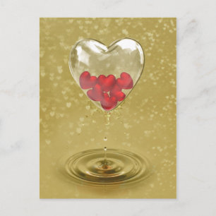 Romantic Glass Heart Design Postcard