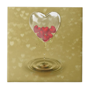 Romantic Glass Heart Design Tile