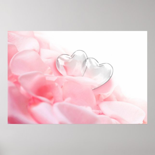 Romantic Glass Hearts Rose Petals Poster (Front)